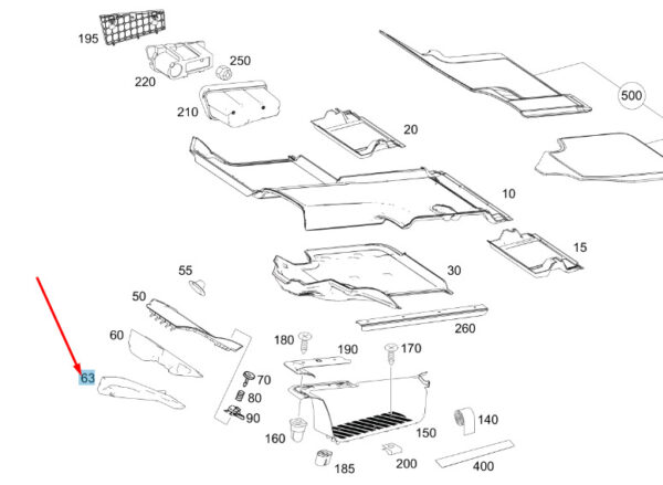 A9066840637 - New MB SPRINTER W906 Front Floor Covering Support LHD A9066840637