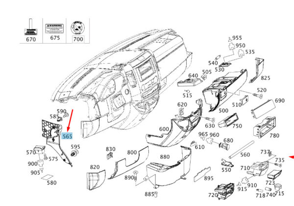 A90668803067J69 - NEW MB SPRINTER W906 RIGHT LOWER A-PILLAR TRIM A90668803067J69 ORIGINAL