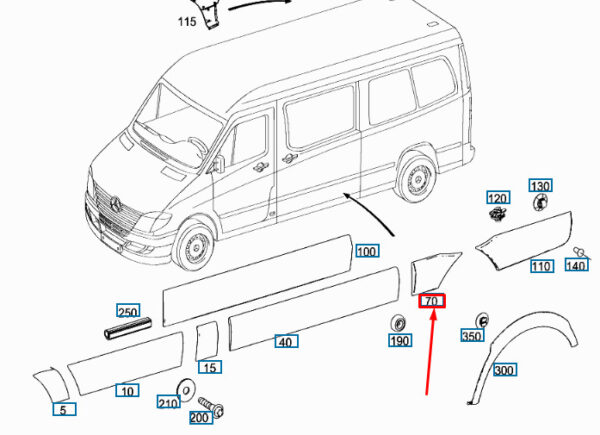 A90669042009678 - NEW MB SPRINTER 906 REAR LEFT WHEELHOUSE UPSTREAM TRIM A90669042009678 OEM