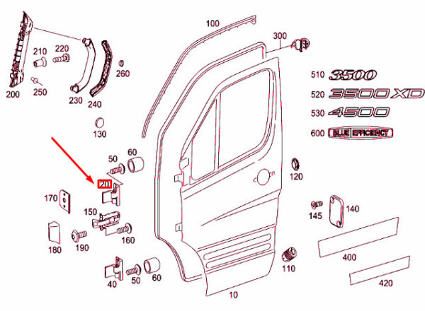 A9067200237 - NEW MERCEDES BENZ SPRINTER 906 FRONT A9067200237 RIGHT DOOR UPPER HINGE