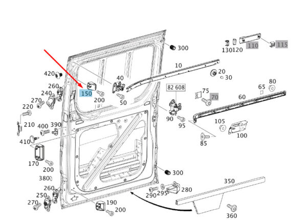 A9067330472 - NEW MB SPRINTER W906 SLIDING DOOR LEFT UPPER END STOP A9067330472 ORIGINAL