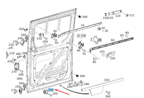 A9067330672 - NEW MB SPRINTER W906 SLIDING DOOR RIGHT LOWER END STOP A9067330672 ORIGINAL