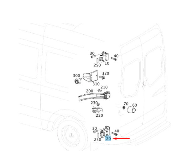 A9067400637 - NEW MB SPRINTER W906 REAR END DOOR LEFT BOTTOM HINGE A9067400637 ORIGINAL