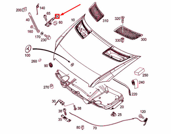 A9067500121 - NEW MERCEDES-BENZ SPRINTER 906 ENGINE HOOD RIGHT HINGE A9067500121 ORIGINAL