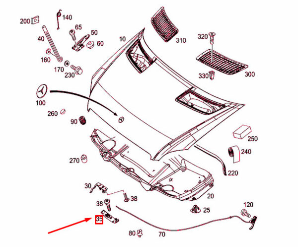 A9067500550 - NEW MERCEDES-BENZ SPRINTER 906 ENGINE HOOD TOP LOCK A9067500550 ORIGINAL