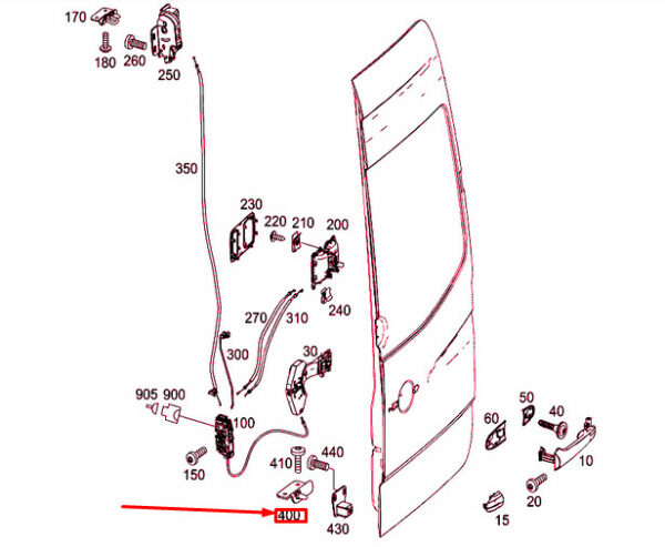 A9067600077 - NEW MB SPRINTER 906 REAR PANEL DOOR LOCKING GUIDE A9067600077 OEM