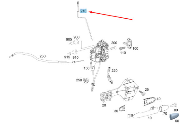 A9067600440 - NEW MERCEDES-BENZ SPRINTER W906 FRONT RIGHT DOOR BAR LOCK A9067600440