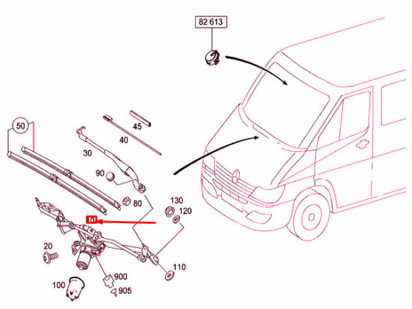 A9068200140 - NEW MB SPRINTER 906 FRONT WINDSHIELD WIPER SYSTEM RHD A9068200140 OEM