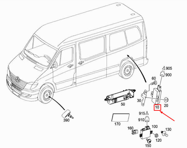 A9068200975 - NEW MERCEDES-BENZ SPRINTER 906 TPMS ANTENNA A9068200975