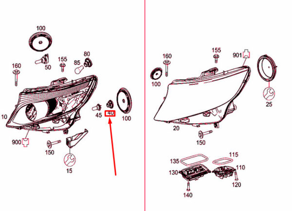 A9068260282 - NEW MERCEDES-BENZ VITO W447 HEADLIGHT BULB SOCKET A9068260282 OEM