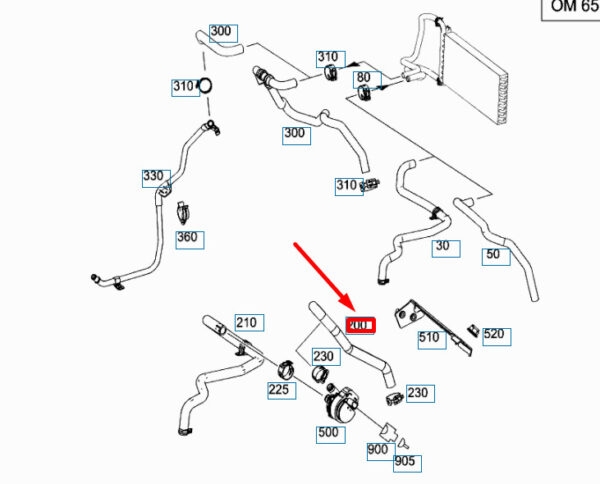 A9068322323 - NEW MB SPRINTER W906 FEED LINE TO WATER PUMP AND TUBE HOSE A9068322323 ORIGINAL