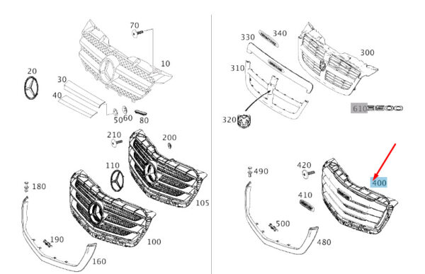 A90688009859051 - NEW MERCEDES-BENZ SPRINTER W906 RADIATOR GRILLE A90688009859051