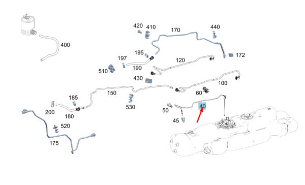 A9074709300 - Mercedes-Benz Sprinter W907 fuel line for parking heating A9074709300, part
