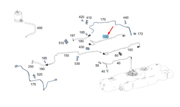 A9074710000 - MERCEDES-BENZ SPRINTER W907 SIDE FUEL TANK FEED LINE A9074710000NEW