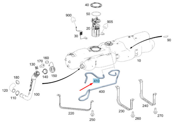 A9074760200 - Mercedes-Benz Sprinter W907 Fuel Tank Vent Line A9074760200 NEW