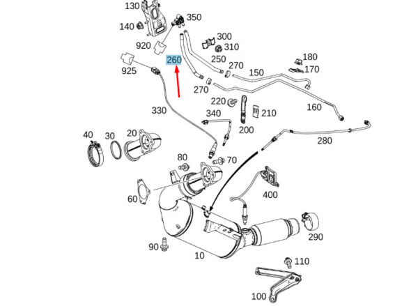 A9074930100 - NEW MB SPRINTER W907 EXHAUST DELIVERY LINES MOLDED HOSE A9074930100 ORIGINAL