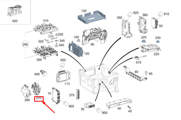 A9075406960 - Fuse box for Mercedes-Benz Sprinter 907 A9075406960, original part