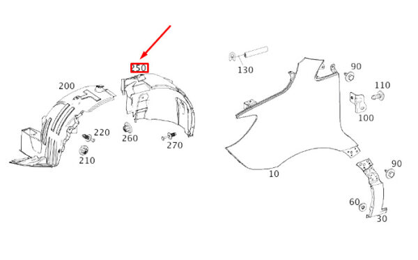 A9076845505 - MB Sprinter 907 wheelhouse trim front left, rear, part A9076845505, part