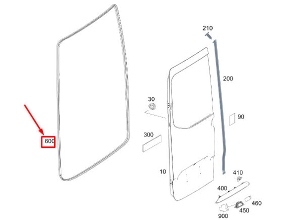 A9077250200 - Mercedes-Benz Sprinter 907 Rear-End Door Surround Seal A9077250200 NEW GENUINE