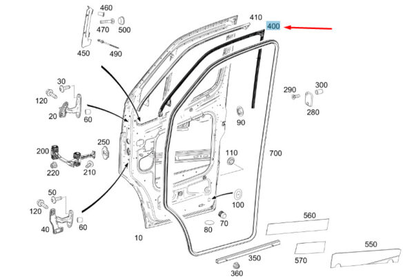 A9077272900 - NEW MB SPRINTER 907 FRONT LEFT DOOR INNER DOOR PANEL SEALING A9077272900