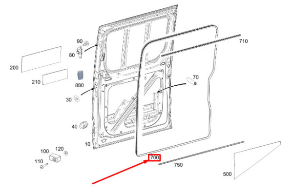 A9106169700 - Mercedes-Benz Sprinter 907 Gasket Sliding Door Right A9106169700 NEW ORIGINAL