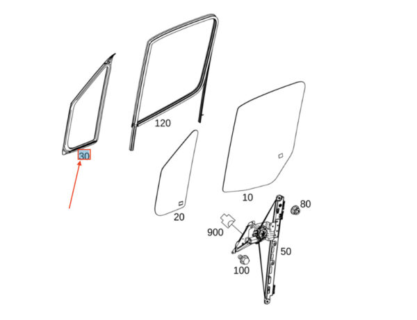 A9106710200 - NEW MB SPRINTER 910 FRONT LEFT WINDOW PANE SEALING FRAME A9106710200 ORIGINAL
