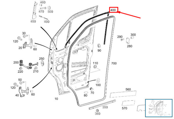 A9107270000 - Mercedes-Benz Sprinter 907 Interior Door Gasket Front Left A9107270000 NEW ORIGINAL