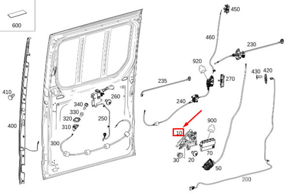 A9107680000 - MB SPRINTER 907 support plate for sliding door left A910780000 original part