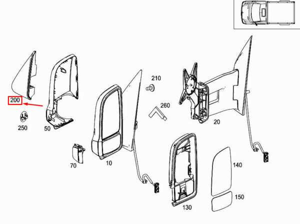 A91081100009051 - New Mercedes-Benz Sprinter 907 Mirror Cover Front Left A91081100009051