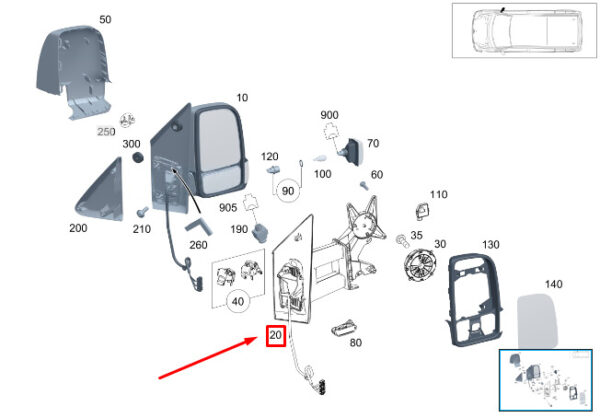 A9108110800 - MERCEDES-BENZ SPRINTER 907 Right Door Mirror Base RHD A9108110800 NEW GENUINE
