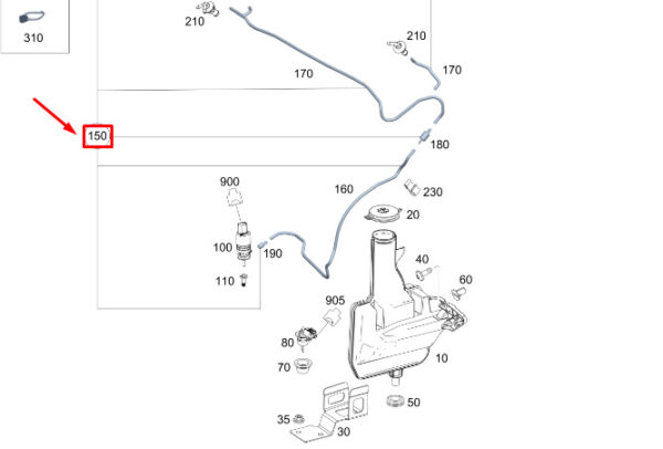 A9108602300 - Mercedes-Benz Sprinter 907 Washer Hose Front A9108602300 NEW ORIGINAL