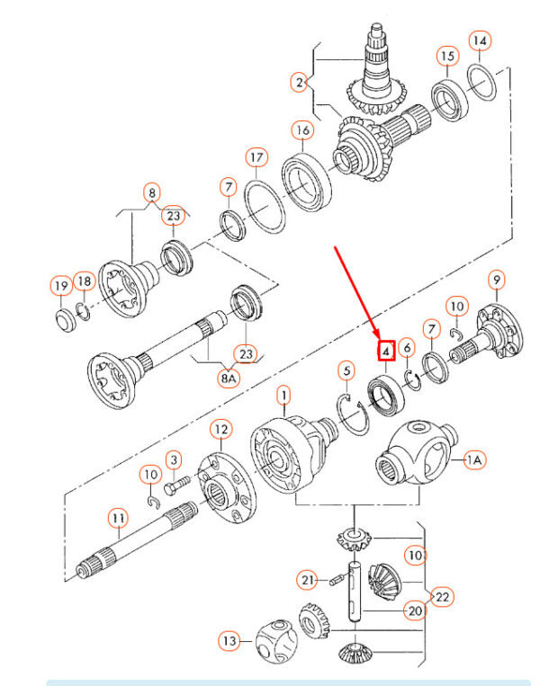 02D525193 - AUDI TT 8N Rear Differential Grooved Ball Bearing 02D525193 ORIGINAL