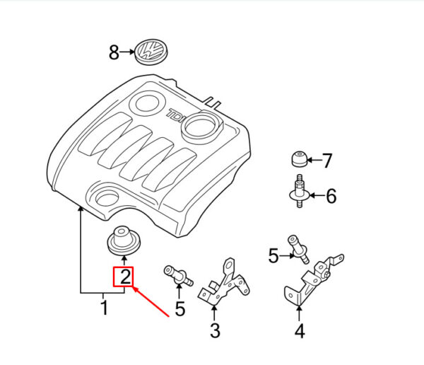 03G103638A - NEW AUDI A4 AVANT B7 ENGINE COVER GROMMET 03G103638A ORIGINAL