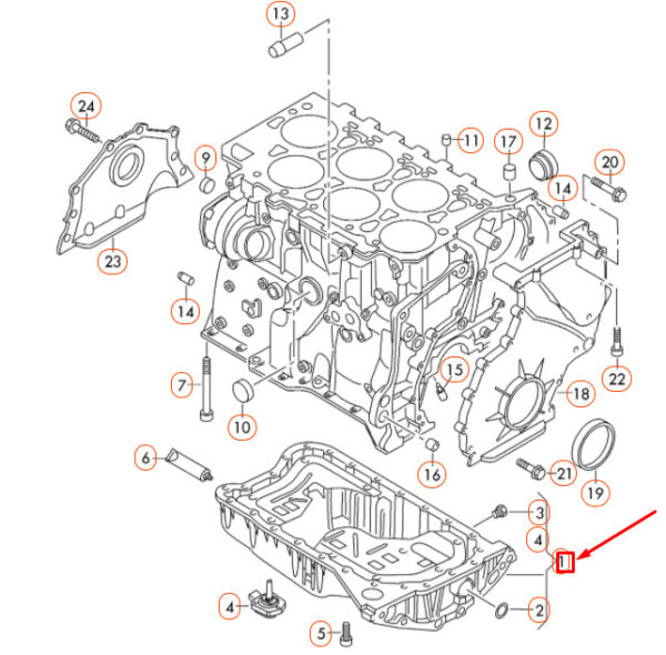 03H103601J - NEW VW PASSAT B6 ENGINE OIL SUMP WITH OIL LEVEL SENSOR 03H103601J ORIGINAL