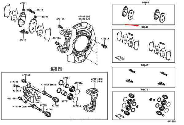 04945-33070 - LEXUS ES XV30 Front Brake Pad Shim Kit 04945-33070 ORIGINAL