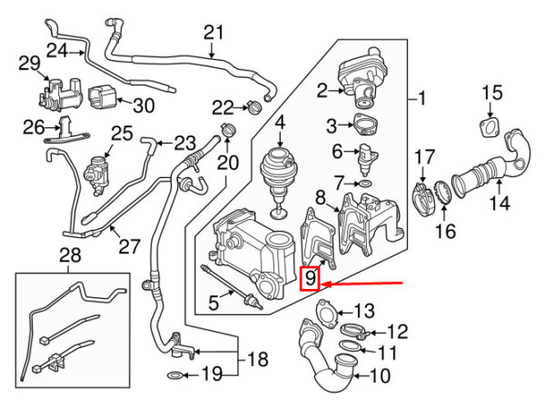 059131599G - NEW AUDI Q7 4L EMISSION VALVE HOUSING GASKET 059131599G ORIGINAL