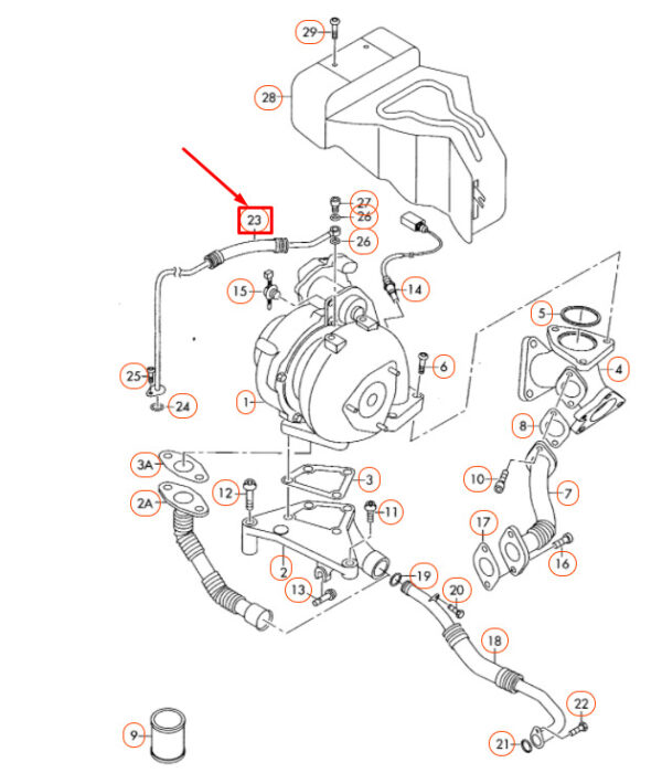 059145771N - NEW AUDI A4 B7 TURBOCHARGER FEED OIL PIPE 059145771N