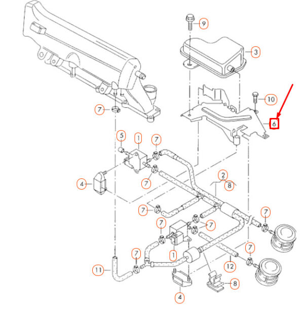06A133444AA - NEW VOLKSWAGEN BEETLE 9C VACUUM SYSTEM BRACKET 06A133444AA
