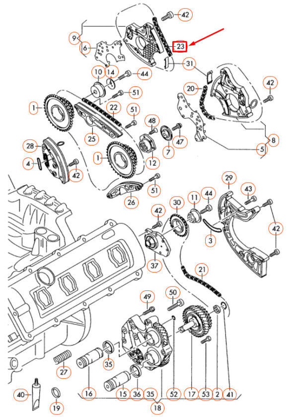 06E109465AP - NEW AUDI A6 C6 RIGHT CAMSHAFT TIMING CHAIN 06E109465AP