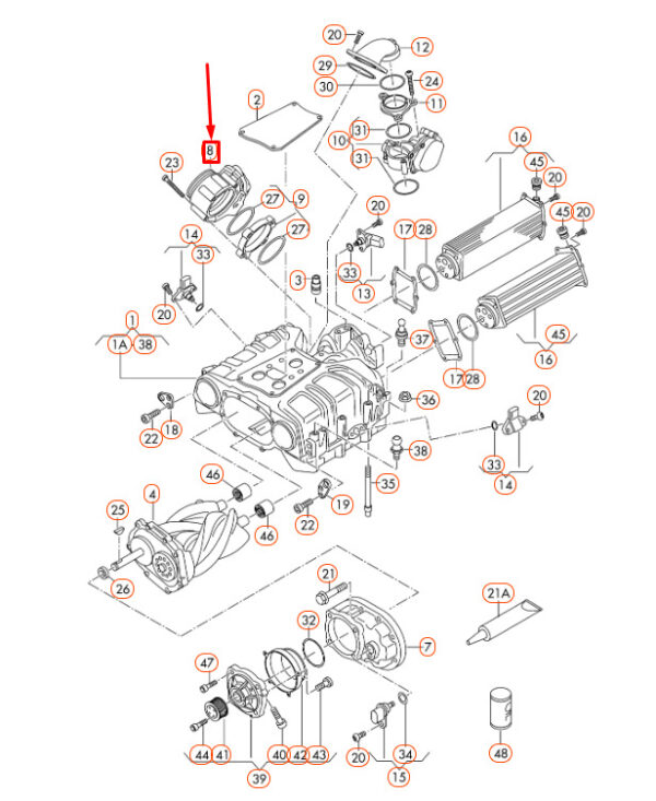 06E133062H - NEW AUDI A4 B8 THROTTLE VALVE ADAPTER 06E133062H ORIGINAL