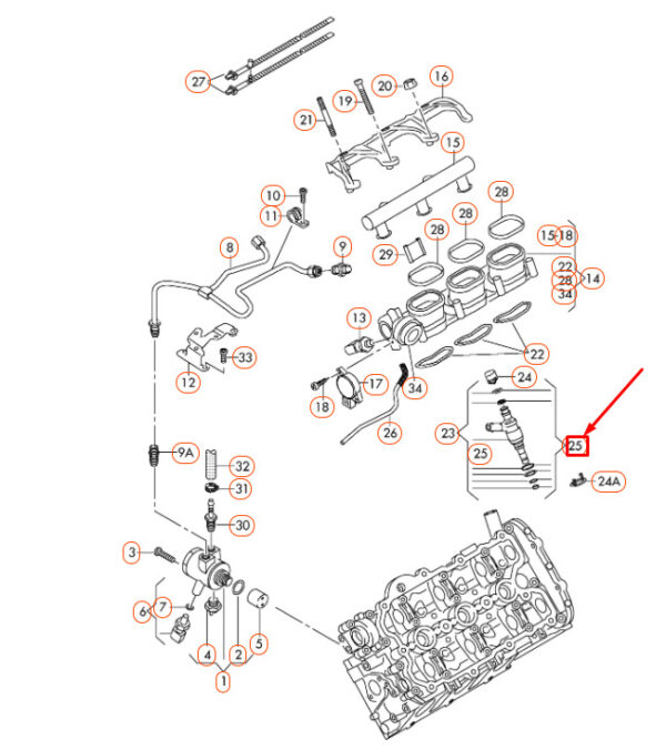 06E998907E - NEW AUDI A4 B8 FUEL INJECTOR REPAIR KIT 06E998907E ORIGINAL