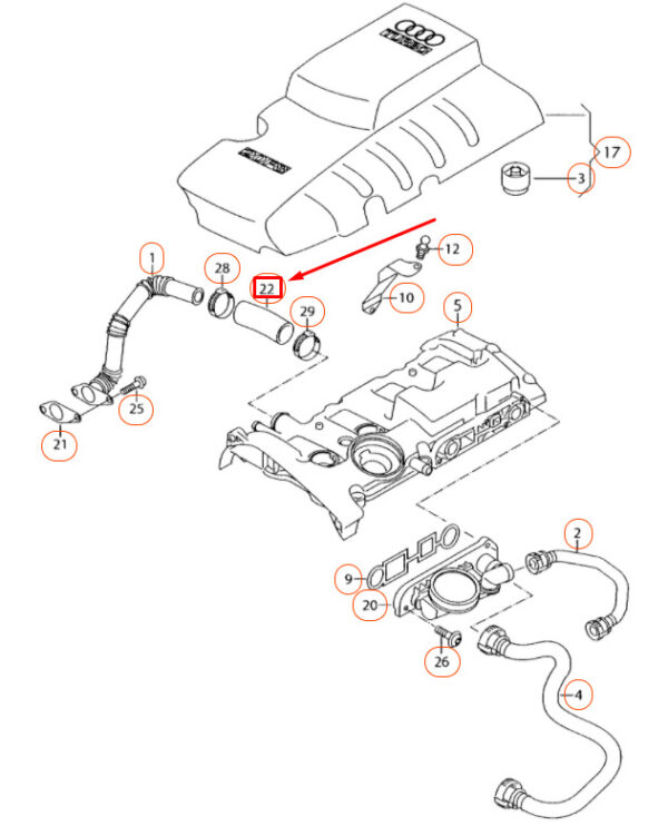 06F103213M - NEW AUDI A1 MK1 BREATHER HOSE LINE 06F103213M ORIGINAL