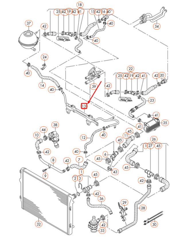 06F145317H - NEW AUDI A3 8P ENGINE COOLANT PIPE WITH BRACKET 06F145317H ORIGINAL