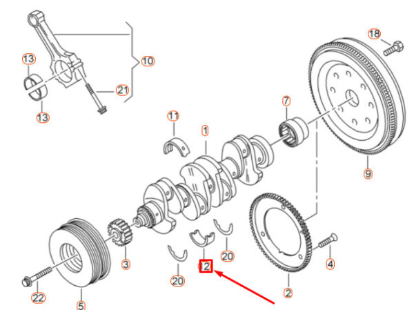 06H105591KBLA - NEW AUDI A3 8V LOWER CRANKSHAFT BEARING SHELL 06H105591KBLA