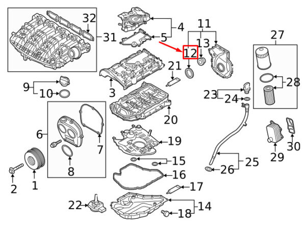 06K103171P - AUDI A6 C8 Rear Engine Crankshaft Seal 06K103171P ORIGINAL