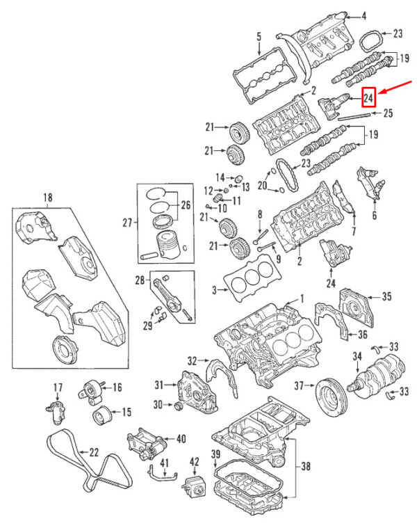 078109088H - NEW AUDI A4 CABRIO 8H RIGHT CAM CHAIN TENSIONER CYLINDERS 1-3 078109088H