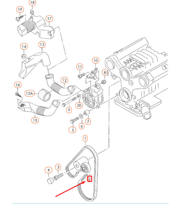 078903133AB - AUDI A4 B6 Belt Tensioner Damper 078903133AB ORIGINAL