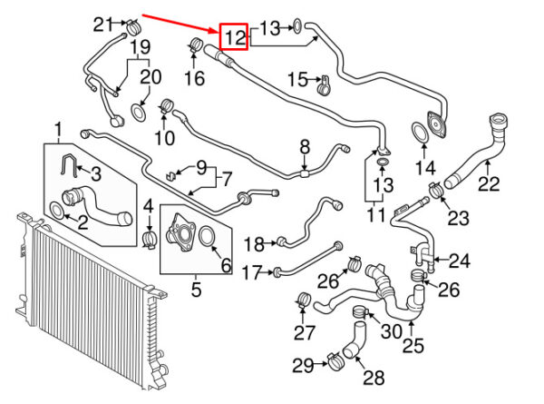 079121071CM - AUDI A6 Avant C7 Left Rear Engine Coolant Pipe 079121071CM ORIGINAL