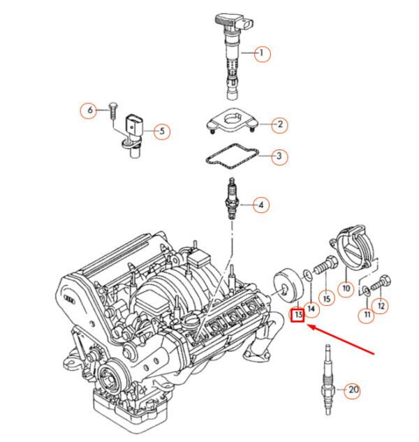 079905234B - AUDI A4 B7 Engine Crankshaft Position Sensor Interrupter 079905234B ORIGINAL