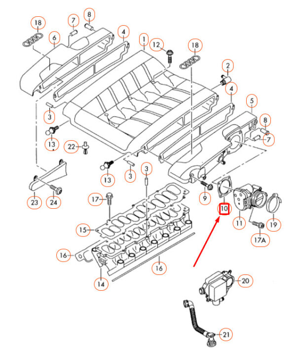 07D133073A - NEW AUDI A8 D3 THROTTLE BODY SEAL 07D133073A ORIGINAL